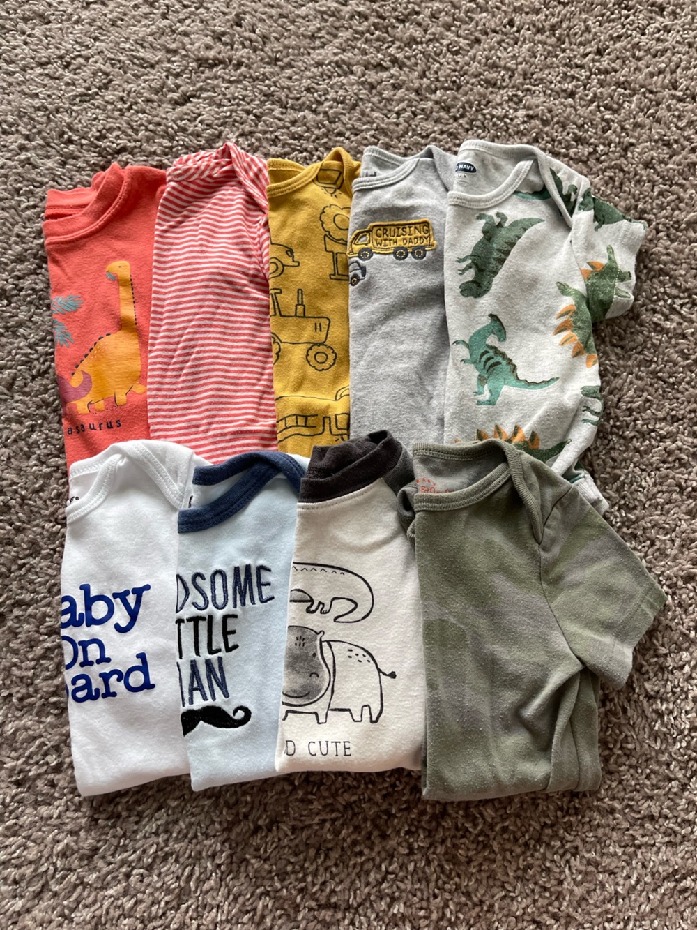 💥Mix &Match -5 for $25💥  Mixed Baby Boy Bodysuit Lot - Dinosaurs, Stripes & Truc